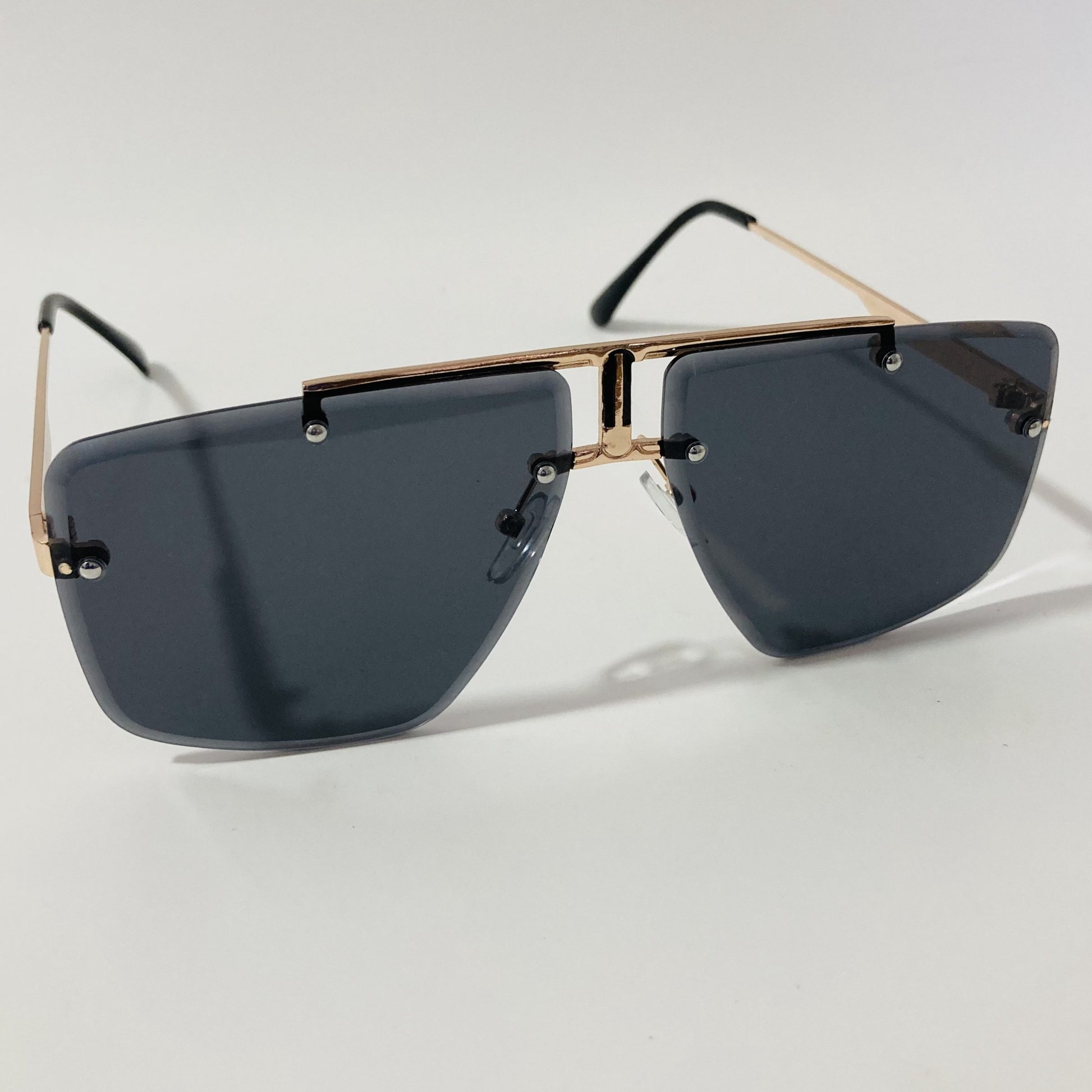 black and gold mens and womens square aviator sunglasses