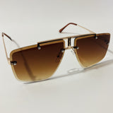 gold and brown mens and womens square aviator sunglasses