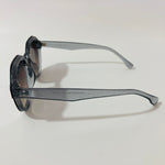 womens gray and silver mirrored round glitter sunglasses