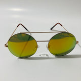gold and yellow mens and womens round sunglasses with mirror lenses