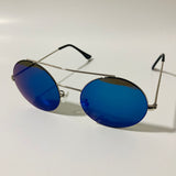 silver and blue mens and womens round sunglasses with mirror lenses