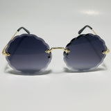 womens black and gold rimless round sunglasses