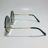 womens green and gold rimless round sunglasses