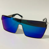 mens and womens gray and blue mirrored shield sunglasses