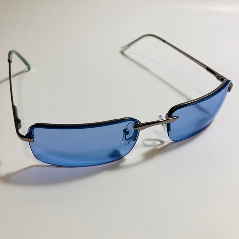 Silver sunglasses with blue lenses 