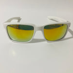 mens white and green mirrored square sunglasses