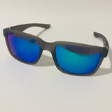 mens gray and blue mirrored square sunglasses