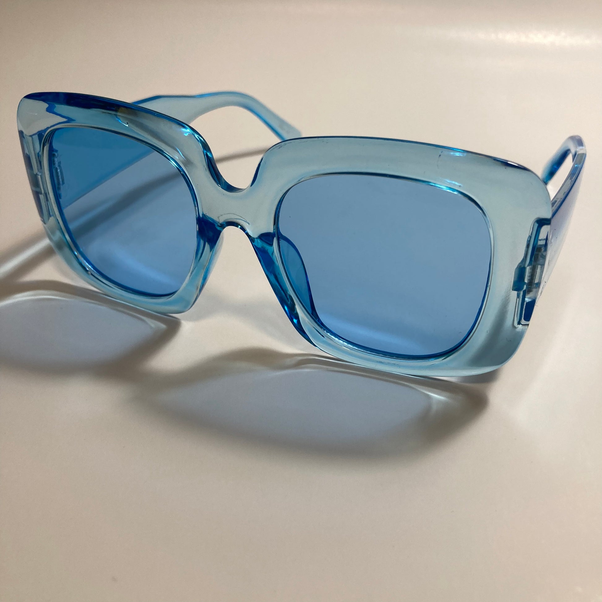 womens blue oversize square sunglasses