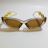 brown square womens sunglasses with gold arms 