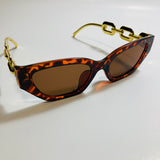 brown square womens sunglasses with gold arms