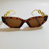 brown square womens sunglasses with gold arms
