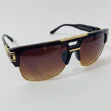 dark brown and gold gazelle sunglasses