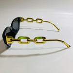 black square womens sunglasses with gold arms