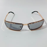 mens and womens gold wrap sunglasses with black lenses