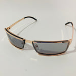 mens and womens gold wrap sunglasses with black lenses