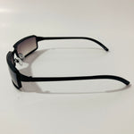 mens and womens black wrap sunglasses with black lenses