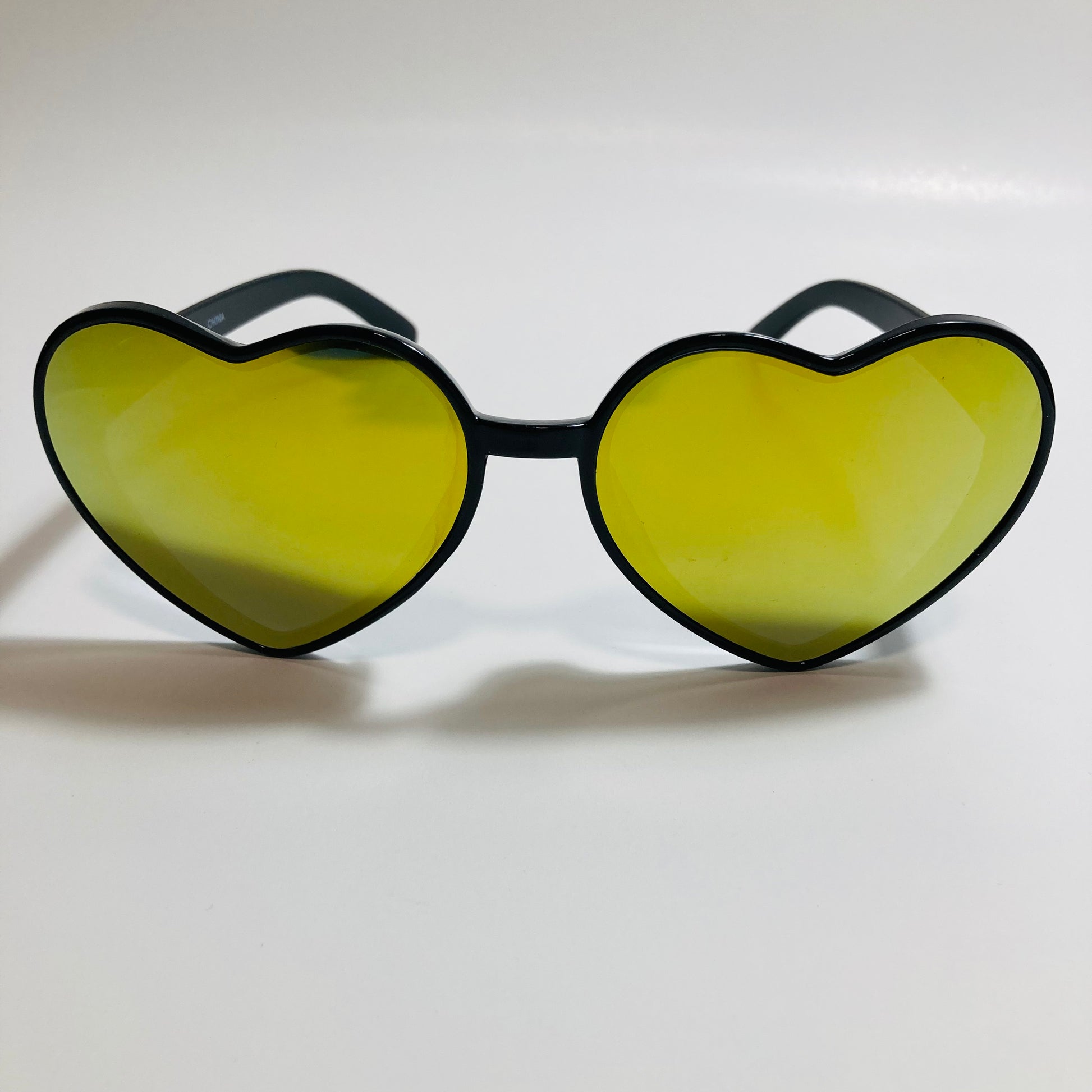 black and green mirrored heart shape sunglasses