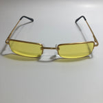womens and mens yellow and gold metal square sunglasses