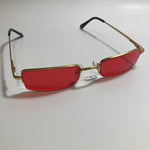 womens and mens red and gold metal square sunglasses