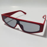 mens and womens red futuristic sunglasses with black lenses