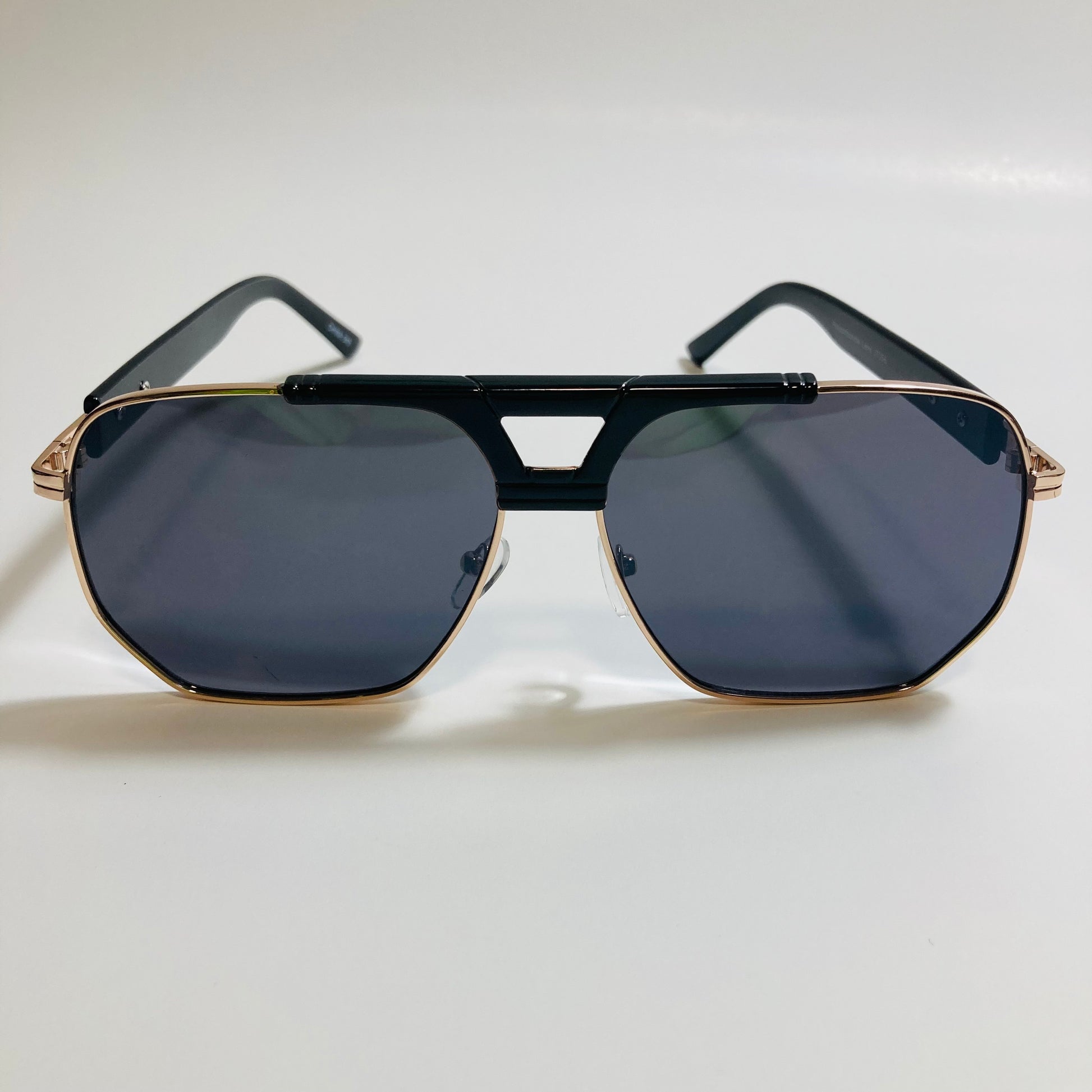 mens black and gold aviator sunglasses