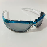 mens and womens blue clear mirrored motorcycle sunglasses 