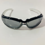 mens and womens black clear mirrored motorcycle sunglasses 