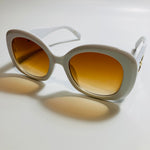 womens white round sunglasses with brown lenses