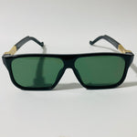 mens and womens black green and gold square sunglasses