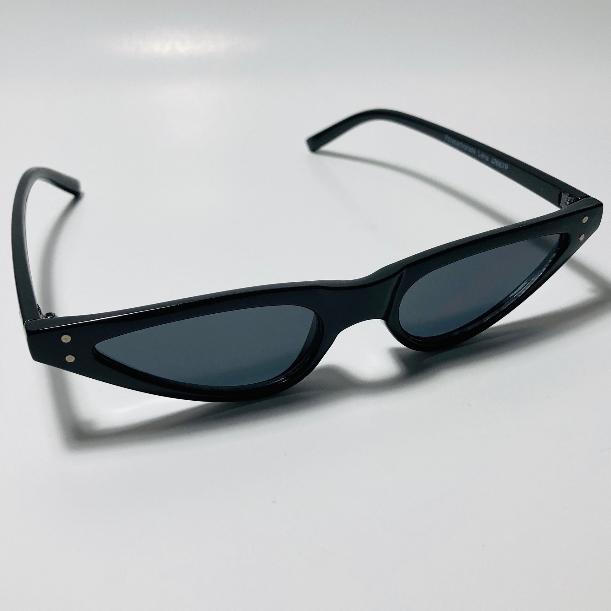 womens black skinny cat eye sunglasses