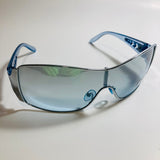 womens silver and blue shield y2k sunglasses