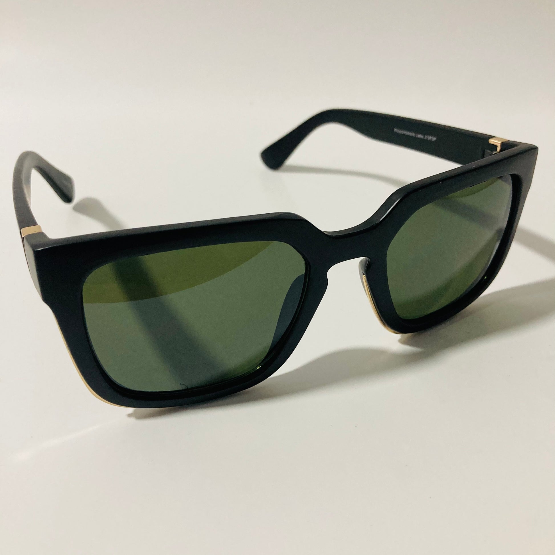 mens and womens black and green square sunglasses