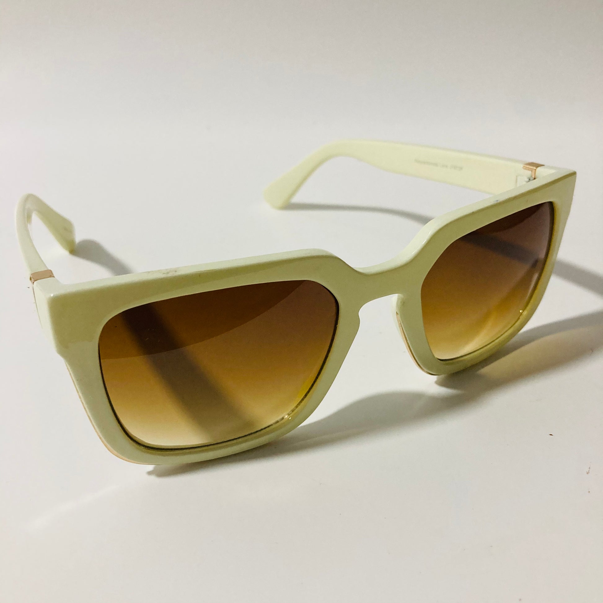 mens and womens white and brown square sunglasses