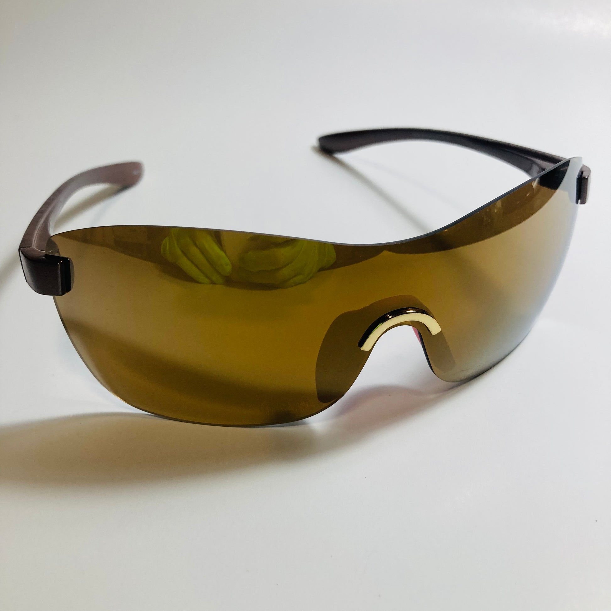 womens brown and gold mirrored y2k sunglasses