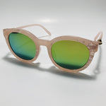 womens pink sunglasses with mirrored green lenses