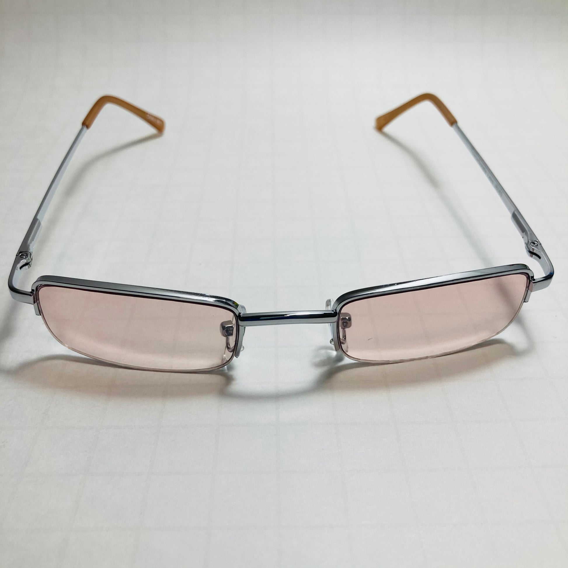 mens and womens silver and pink small square sunglasses