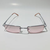 womens and mens pink and silver metal square sunglasses
