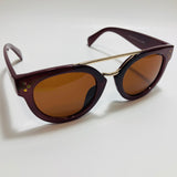 womens maroon and brown round sunglasses