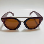 womens maroon and brown round sunglasses