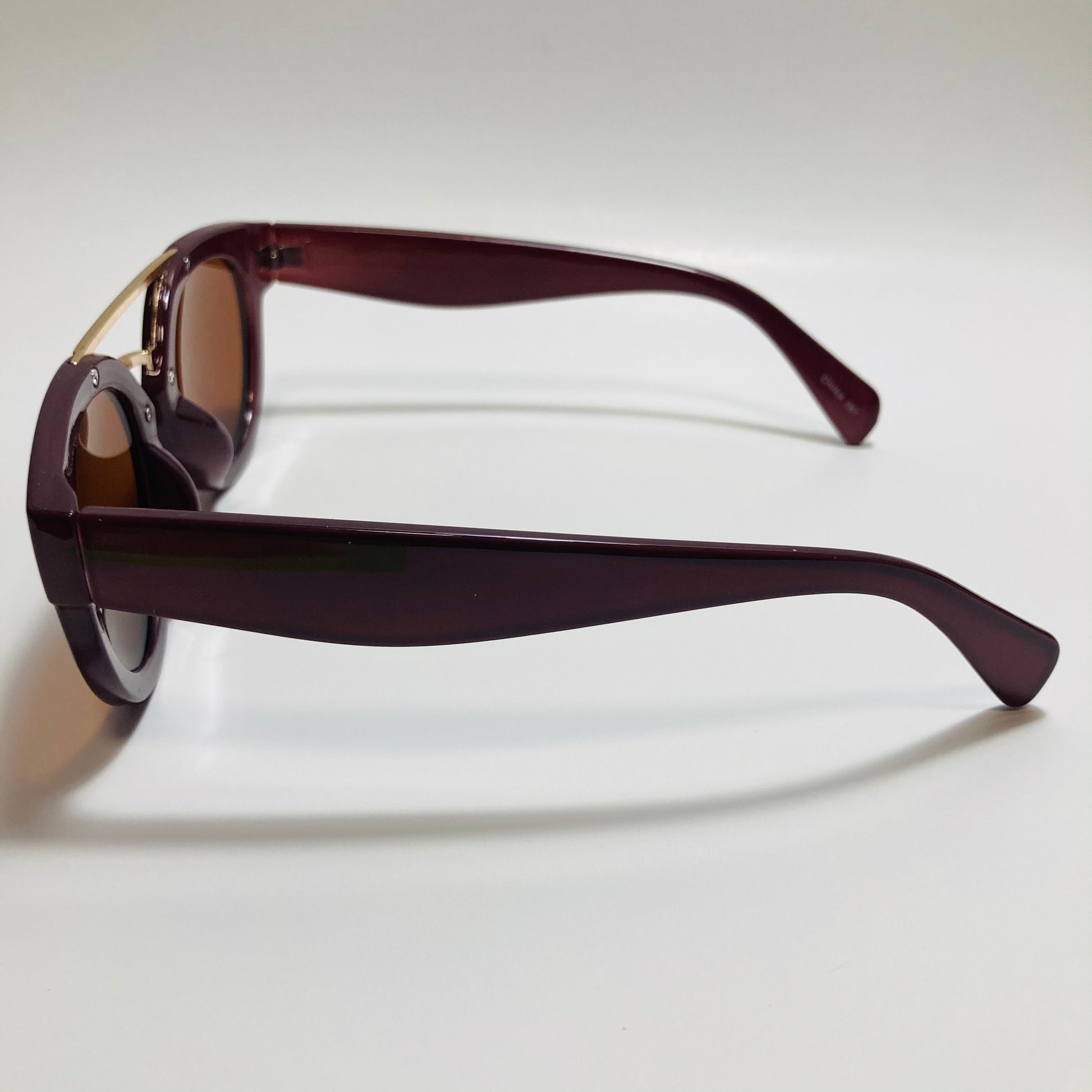 womens maroon and brown round sunglasses