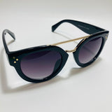 womens black and gold round sunglasses
