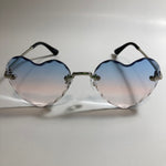 womens silver pink and blue heart shape sunglasses