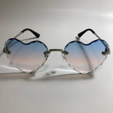 womens silver pink and blue heart shape sunglasses