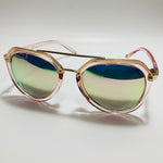 womens pink green and gold mirrored aviator sunglasses