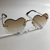 womens gold and brown heart shape sunglasses