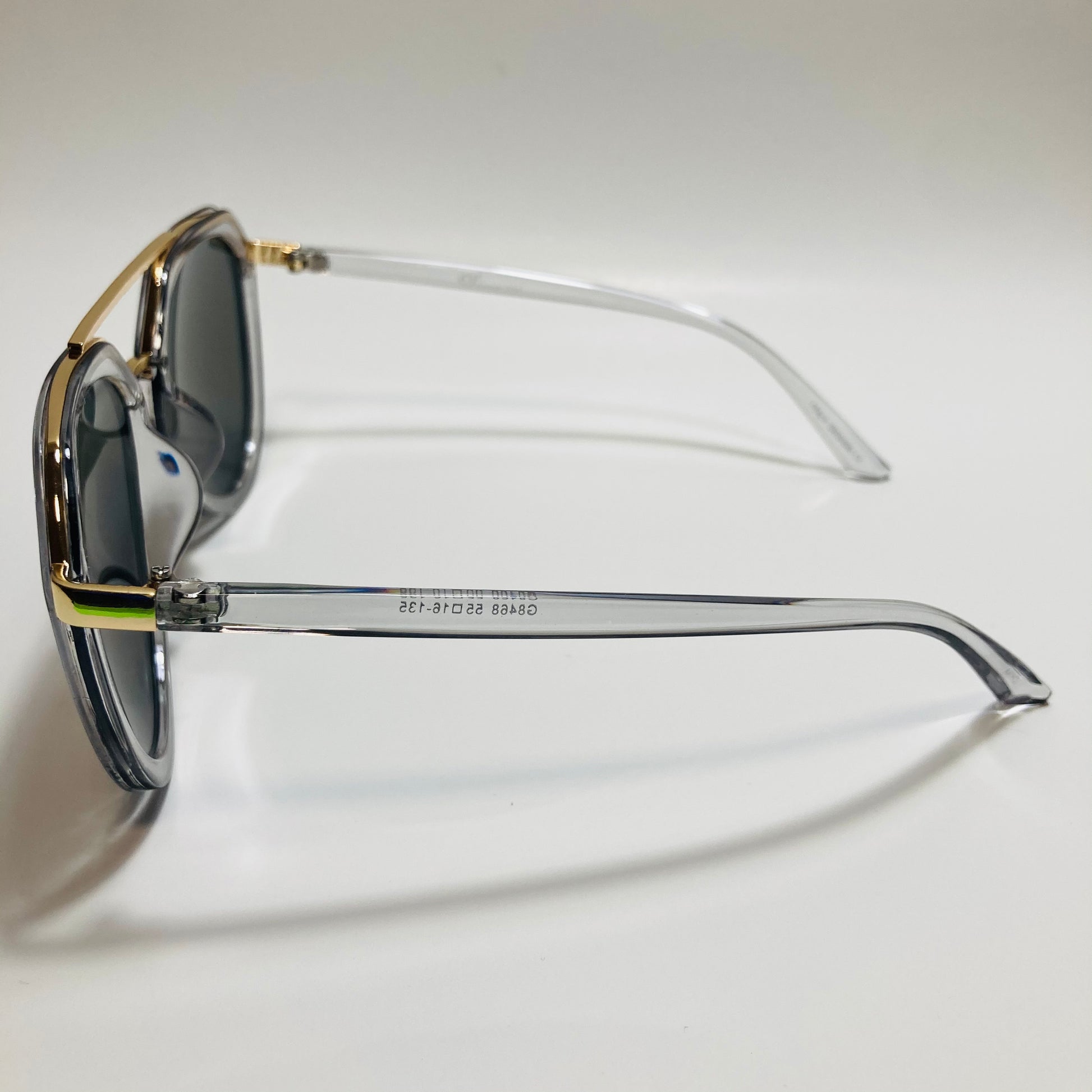 womens gray and gold mirrored aviator sunglasses
