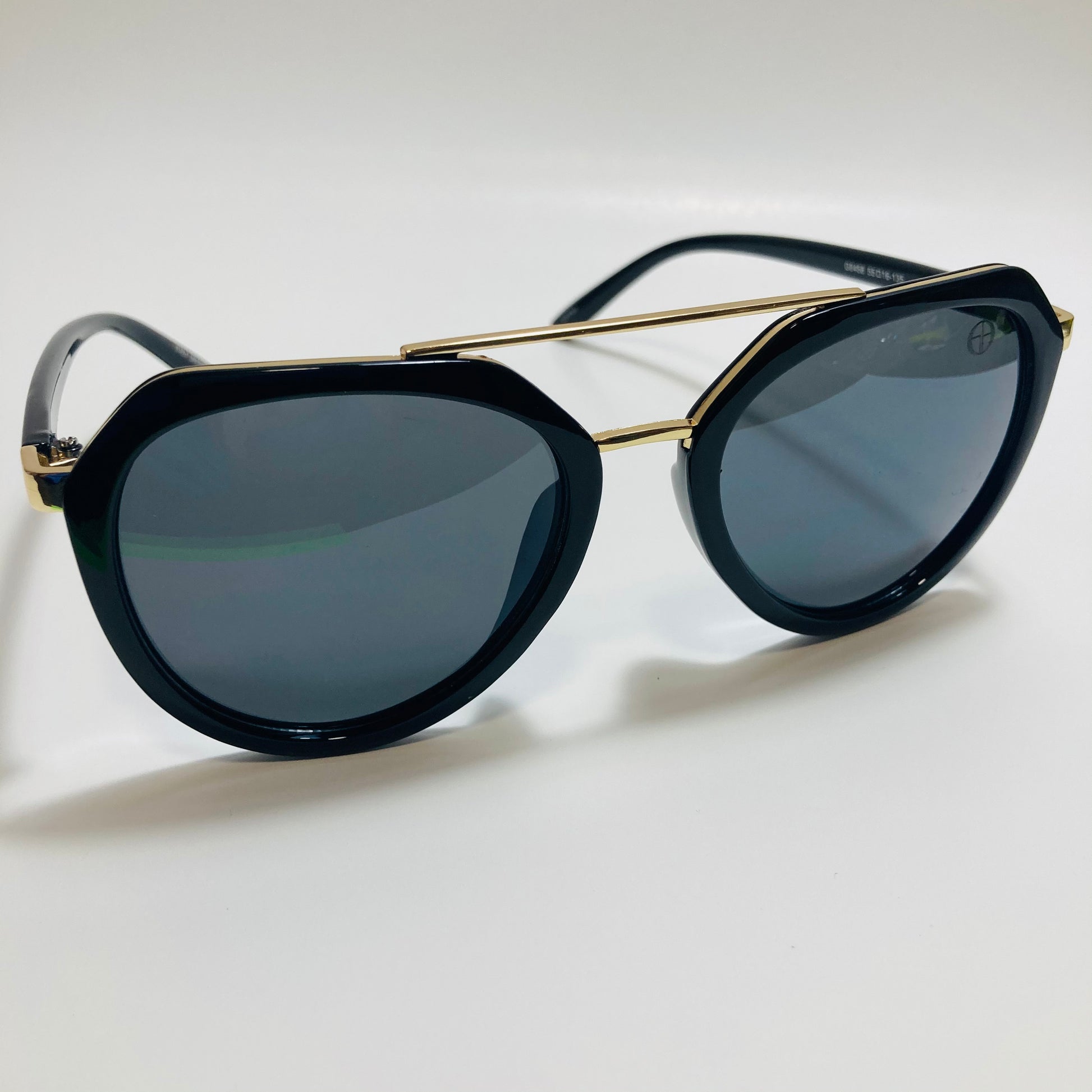womens black and gold mirrored aviator sunglasses