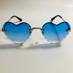 womens silver and blue heart shape sunglasses