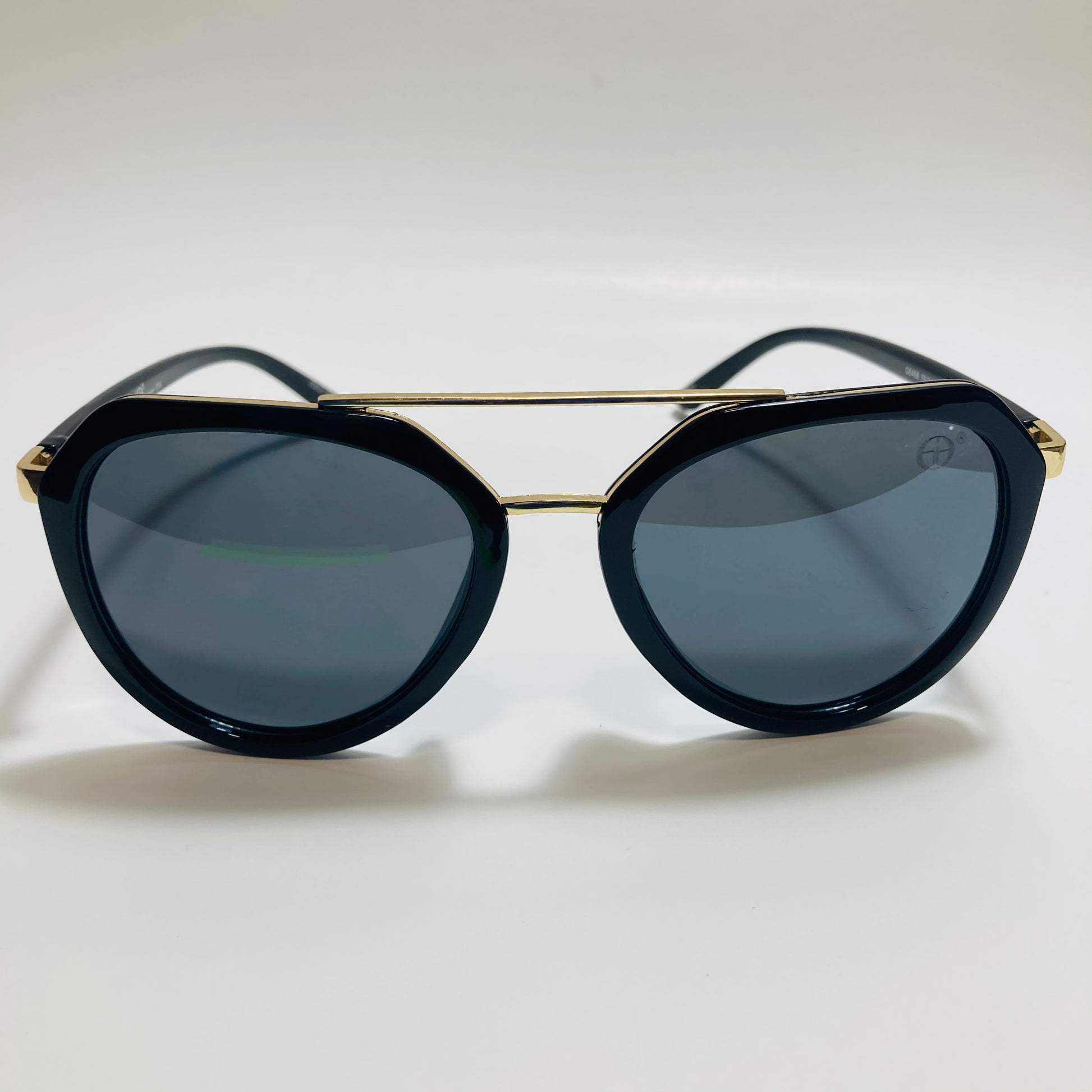 womens black and gold mirrored aviator sunglasses