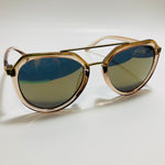 womens tan and gold mirrored aviator sunglasses